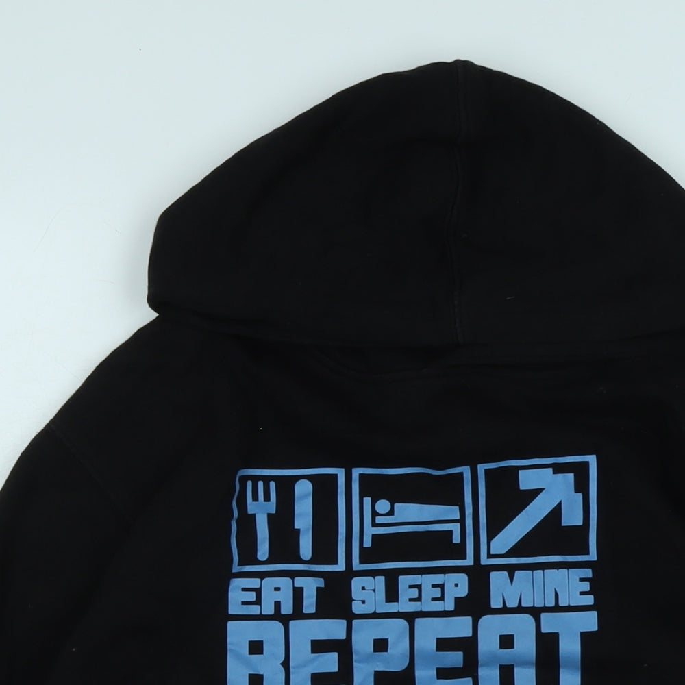 Eat Sleep Shop Repeat Boys Black Polyester Pullover Hoodie Size M - Eat Sleep Mine Repeat