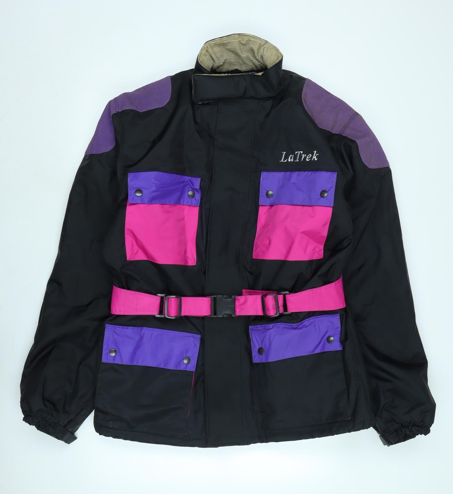 La Trek Womens Black Anorak Coat Size L Zip - Logo