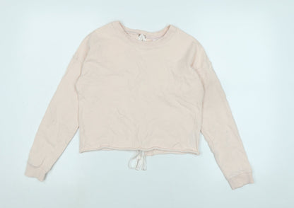 Additional front view of Miss Selfridge women’s pink polyester pullover sweatshirt, size UK 4, - logo