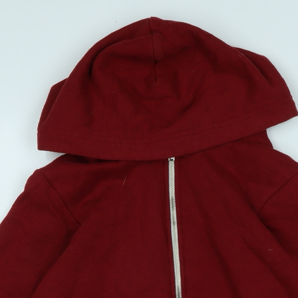 Close-up detail of American Apparel boys’ red jacket size 2xs zip
