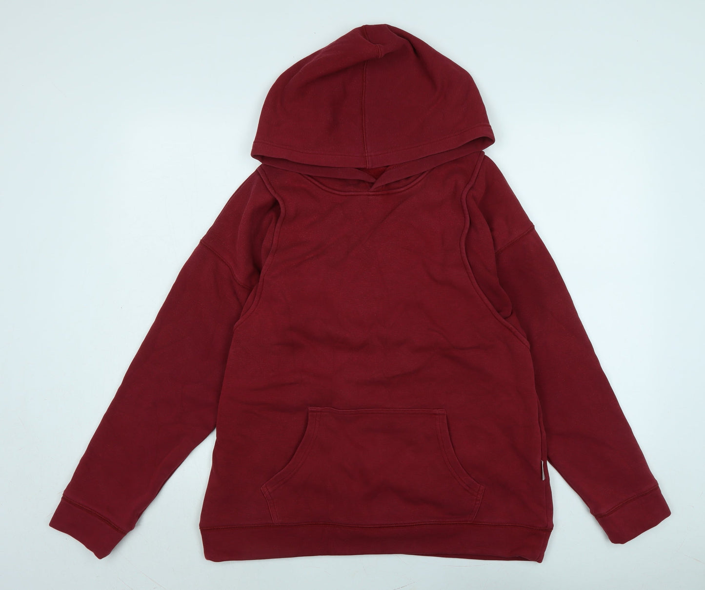 Stylish Womens Red Polyester Pullover Hoodie Size 14