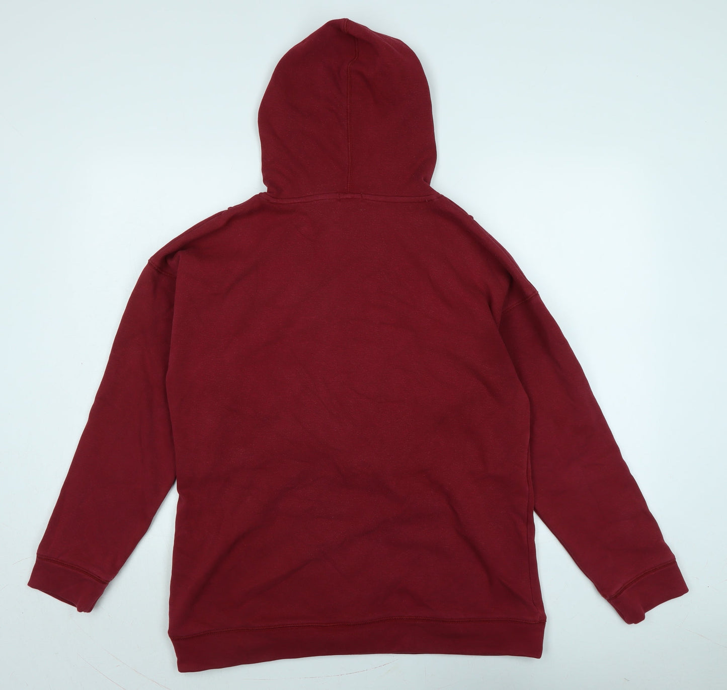 Stylish Womens Red Polyester Pullover Hoodie Size 14