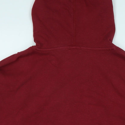 Stylish Womens Red Polyester Pullover Hoodie Size 14