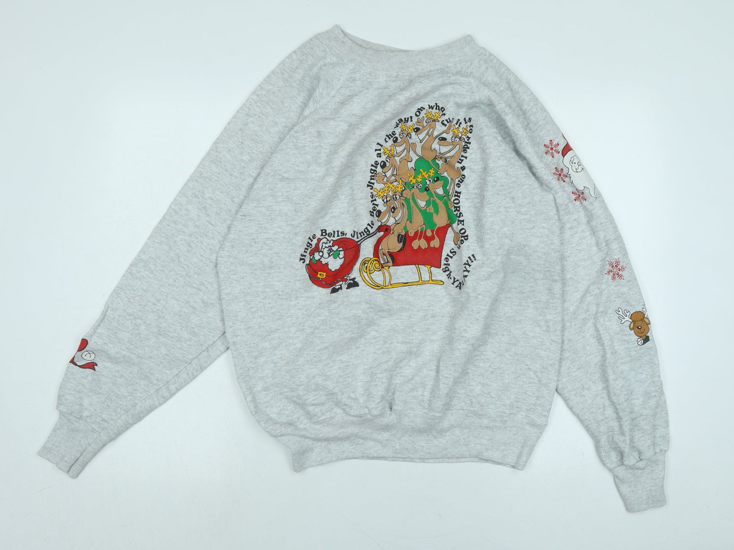 Ultra sweats Mens Grey Polyester Pullover Sweatshirt Size L - Jingle Bells