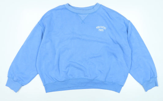 H&M Womens Blue Polyester Pullover Sweatshirt Size L