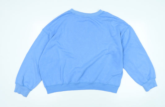 H&M Womens Blue Polyester Pullover Sweatshirt Size L
