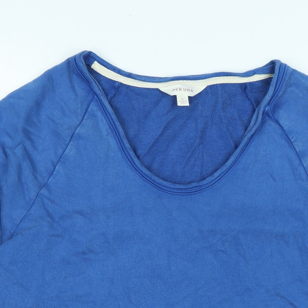 Per Una Womens Blue Polyester Pullover Sweatshirt Size S