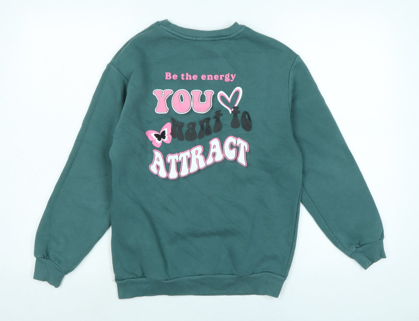 New Look Girls Green Polyester Pullover Sweatshirt Size 10-11 Years
