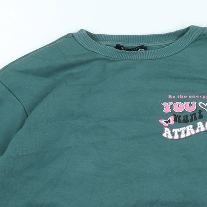 New Look Girls Green Polyester Pullover Sweatshirt Size 10-11 Years