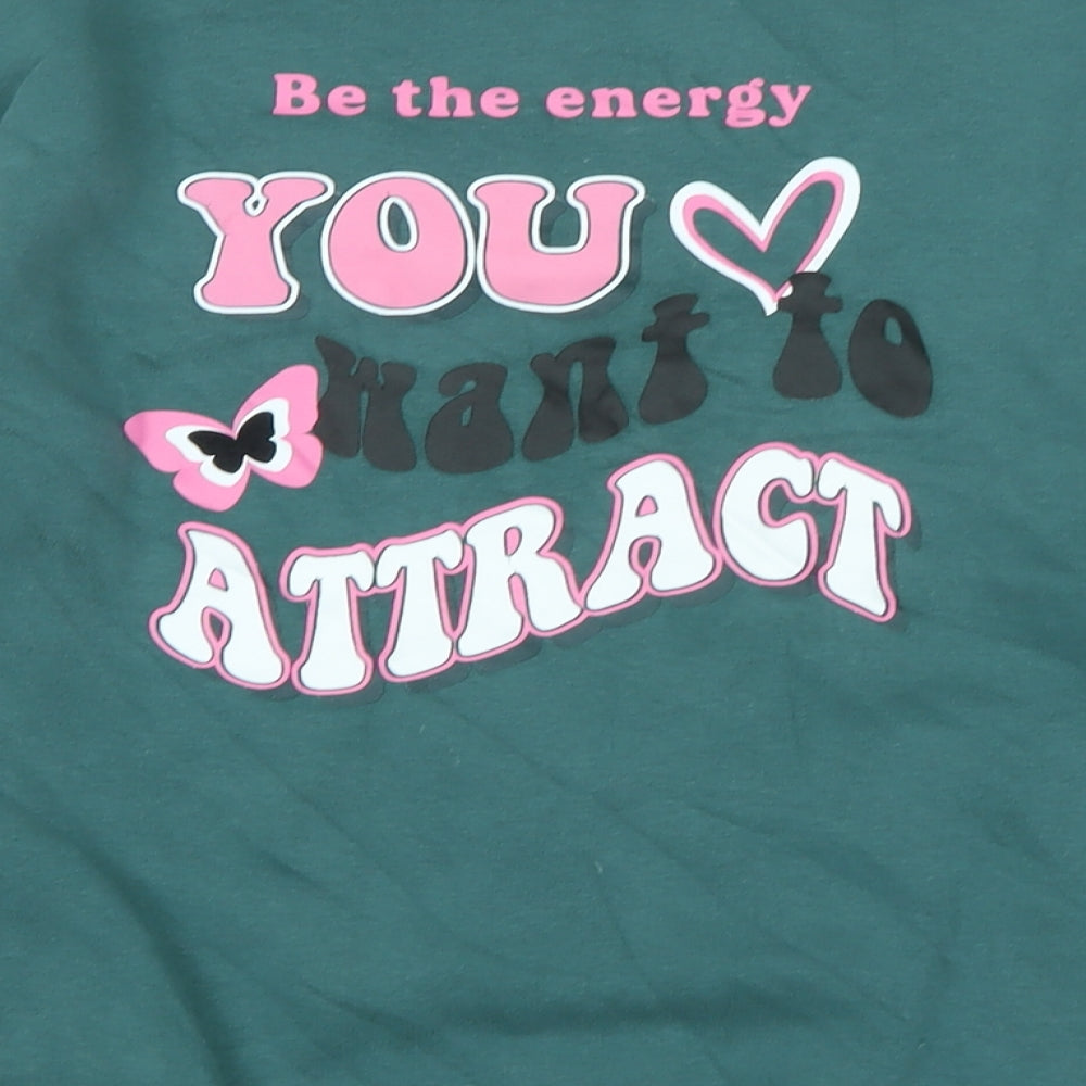 New Look Girls Green Polyester Pullover Sweatshirt Size 10-11 Years