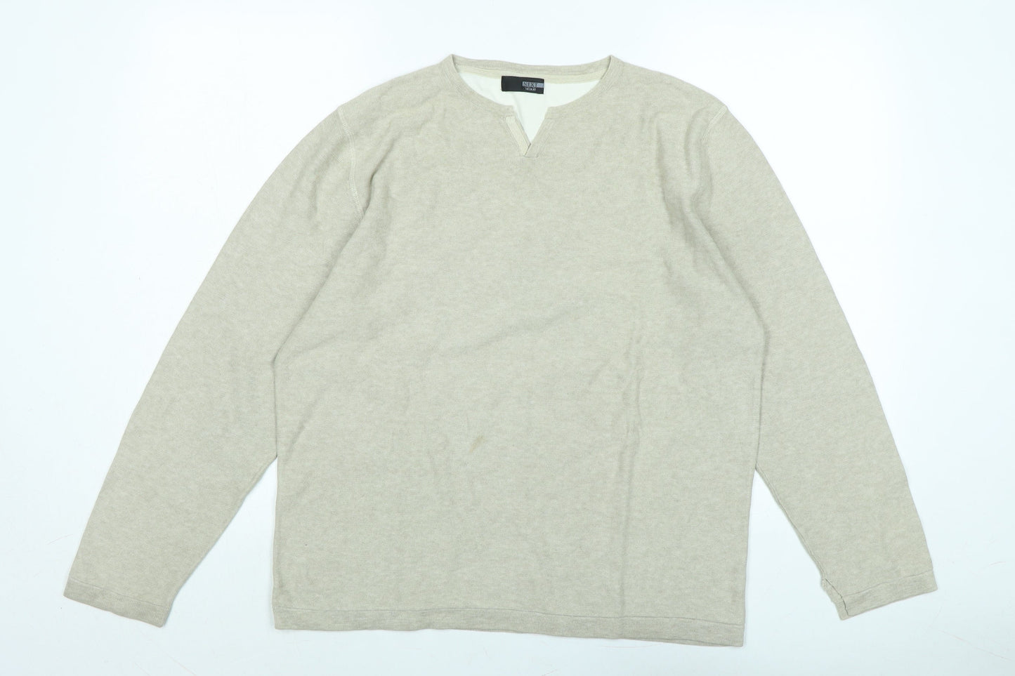 NEXT Mens Beige Crew Neck Cotton Pullover Jumper Size M Long Sleeve