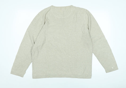 NEXT Mens Beige Crew Neck Cotton Pullover Jumper Size M Long Sleeve