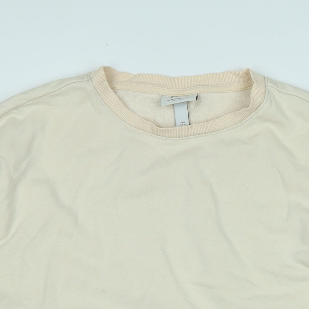 H&M Womens Beige Polyester Pullover Sweatshirt Size S