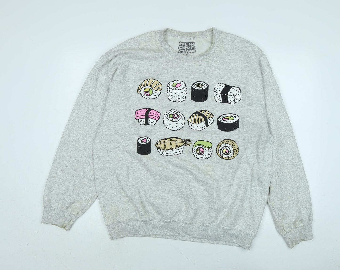 New Love Club Womens Grey Polyester Pullover Sweatshirt Size M