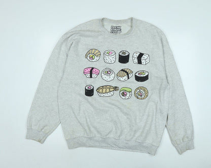 New Love Club Womens Grey Polyester Pullover Sweatshirt Size M