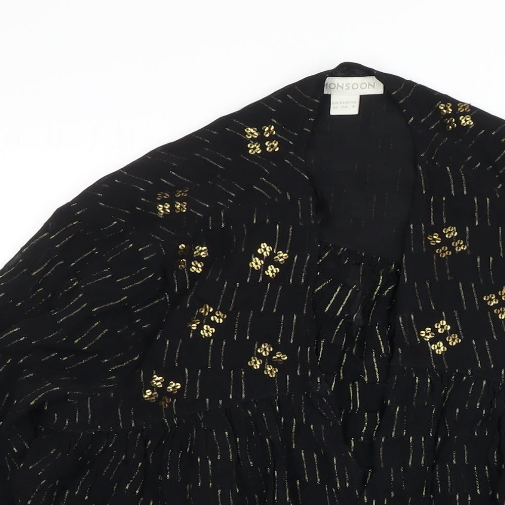 Womens UK Size 12 Monsoon Black Kimono Coat