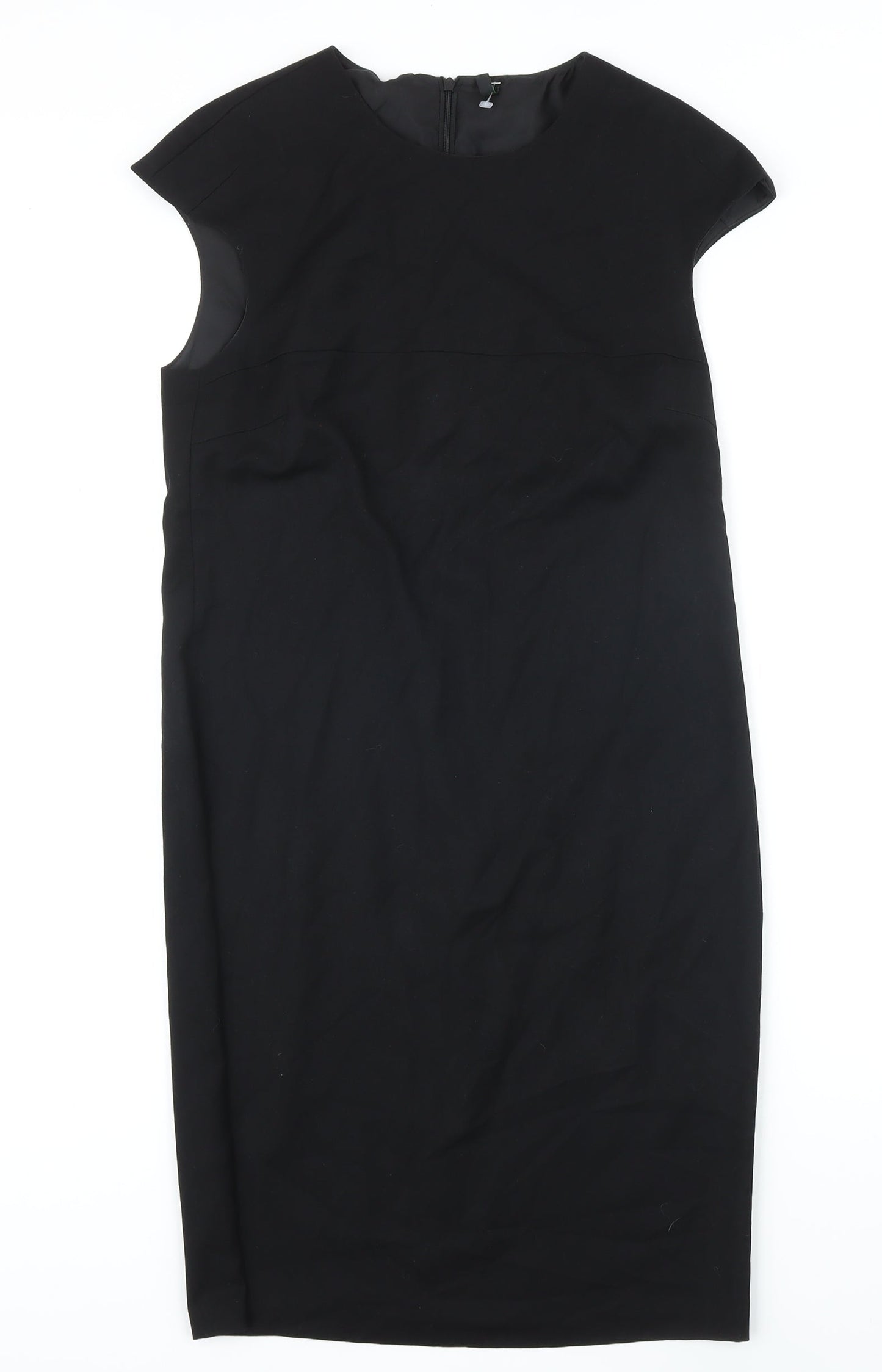 Benetton Womens Black Viscose Pencil Dress Size S Round Neck