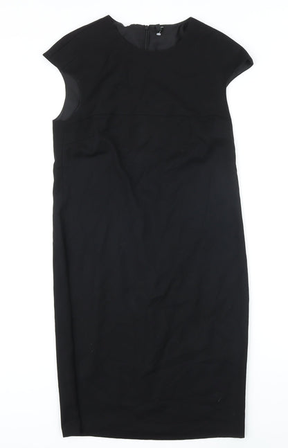 Benetton Womens Black Viscose Pencil Dress Size S Round Neck