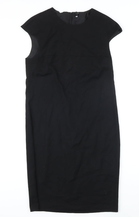 Benetton Womens Black Viscose Pencil Dress Size S Round Neck