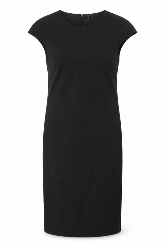 Benetton Womens Black Viscose Pencil Dress Size S Round Neck