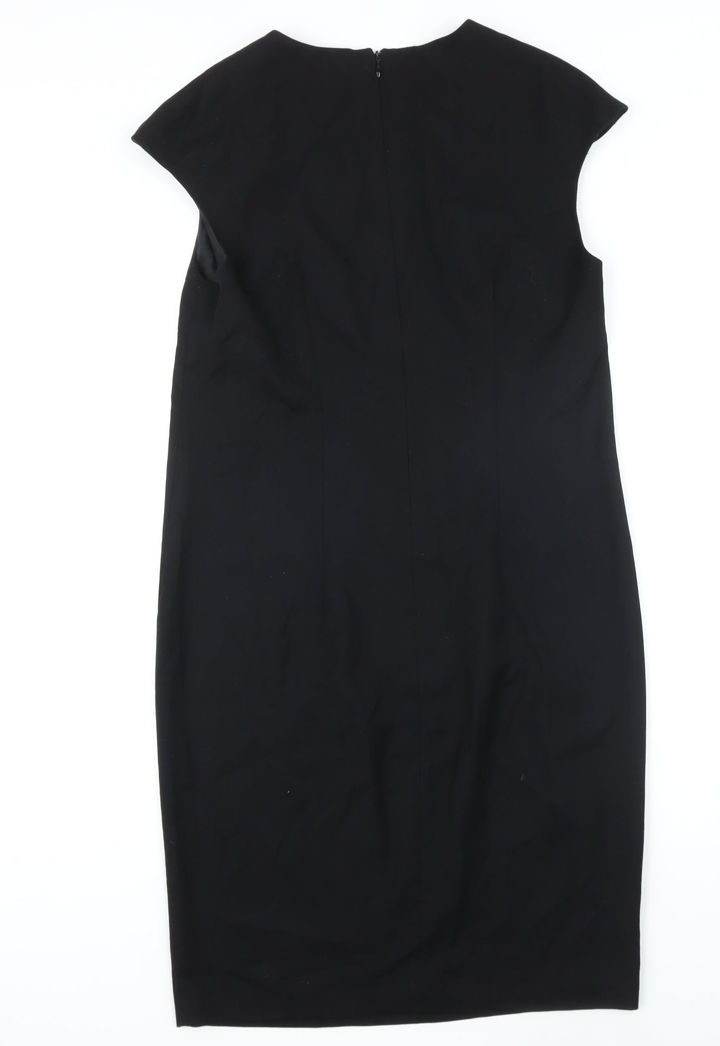 Benetton Womens Black Viscose Pencil Dress Size S Round Neck