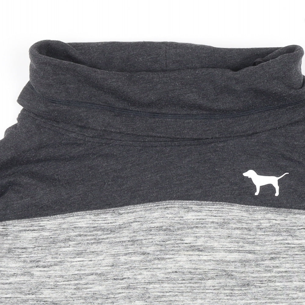 PINK Womens Grey Colourblock Polyester Pullover Sweatshirt Size XS
