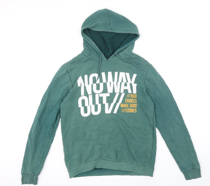 Koton Mens Green Cotton Pullover Hoodie Size S
