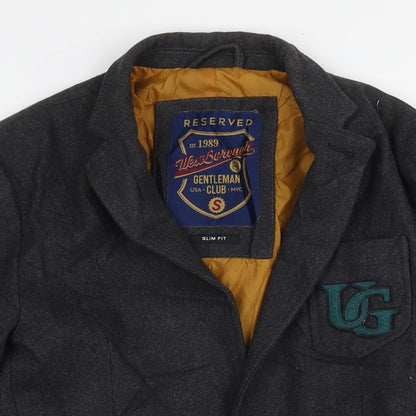 Mens UK Size S RESERVED Grey Overcoat