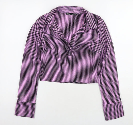 Womens UK Size XS Zara Purple Basic Blouse