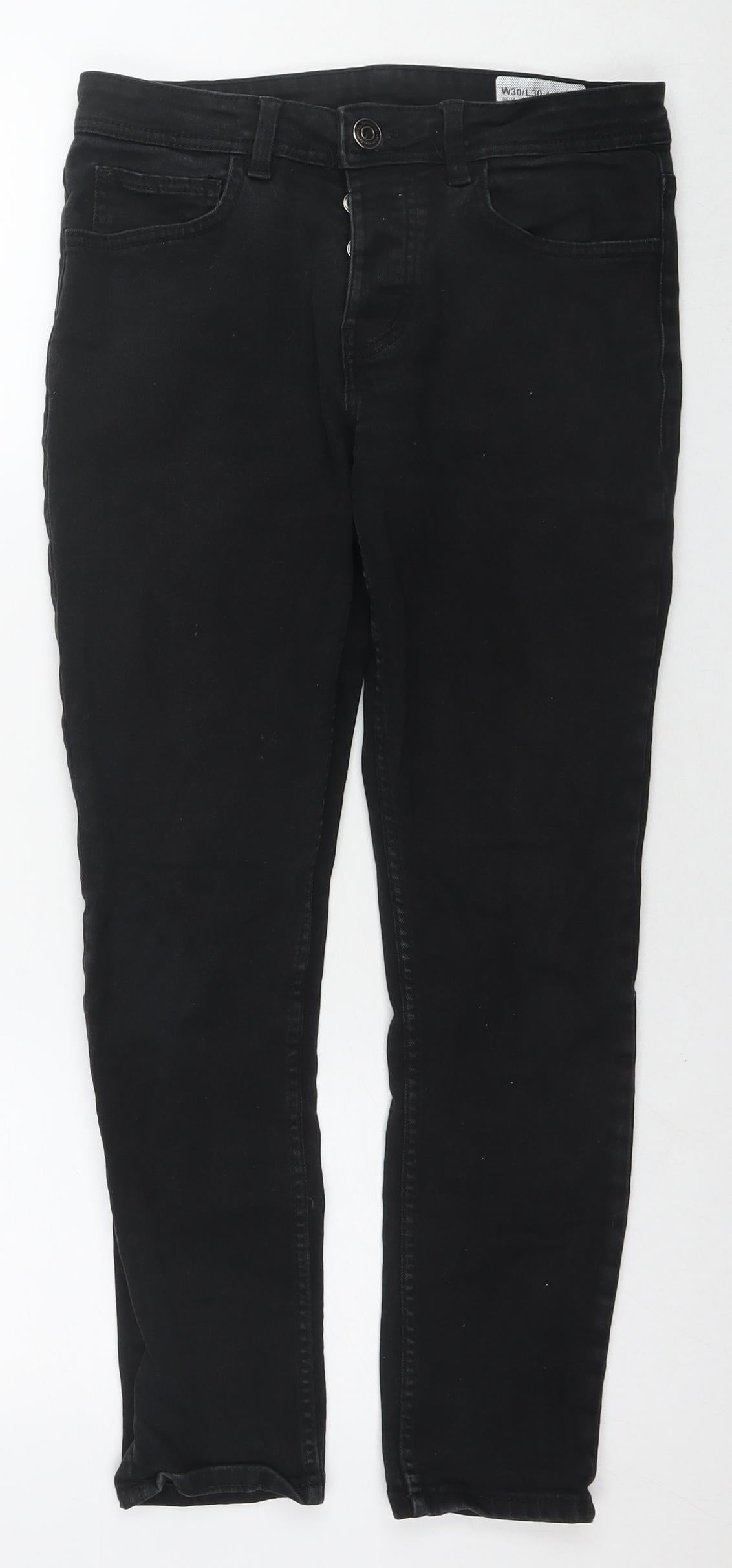 Denim & Co. Mens Black Cotton Skinny Jeans Size 30 in L30 in Regular Zip