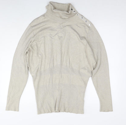 Addition Elle Womens Beige Roll Neck Rayon Pullover Jumper Size 3XL