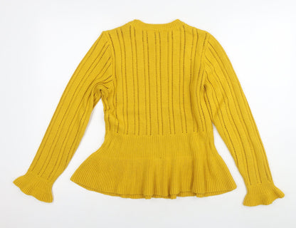 Womens UK Size 10 Miss Selfridge Yellow Pullover Jumper