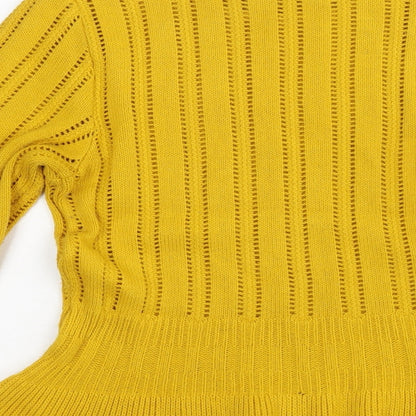 Womens UK Size 10 Miss Selfridge Yellow Pullover Jumper