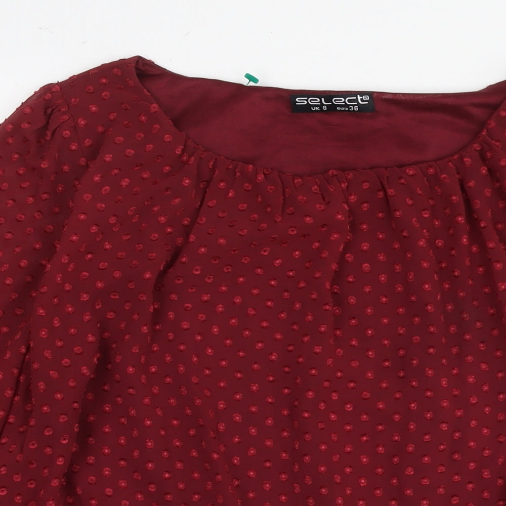 Womens UK Size 8 Select Red Basic Blouse