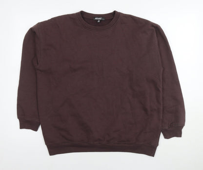 Additional front view of Missguided women’s brown cotton pullover sweatshirt, size UK 16, pullover