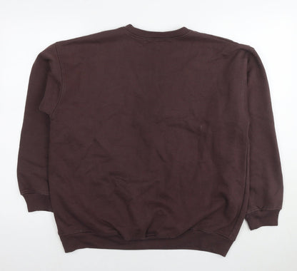 Back view of Missguided women’s brown cotton pullover sweatshirt, size UK 16, pullover