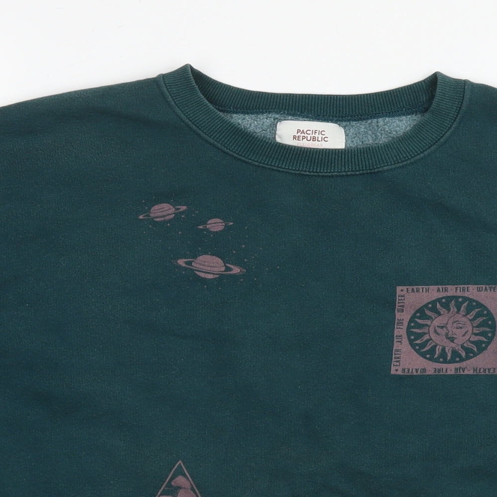Pacific Republic Womens Blue Cotton Pullover Sweatshirt Size M Pullover - Planets made of stardust