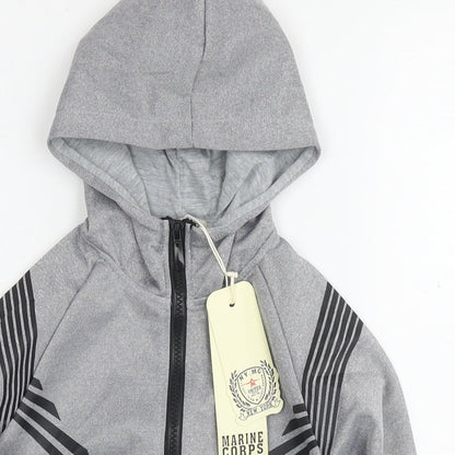 Marine Corps Boys Grey Polyester Full Zip Hoodie Size 4 Years Zip