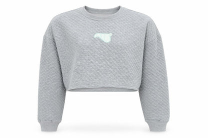 Coulture Womens Grey Cotton Pullover Sweatshirt Size M Pullover - Logo Cropped