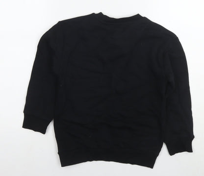 Back view of Stranger Things boys’ black cotton pullover sweatshirt, size 7-8, years pullover - logo netflix