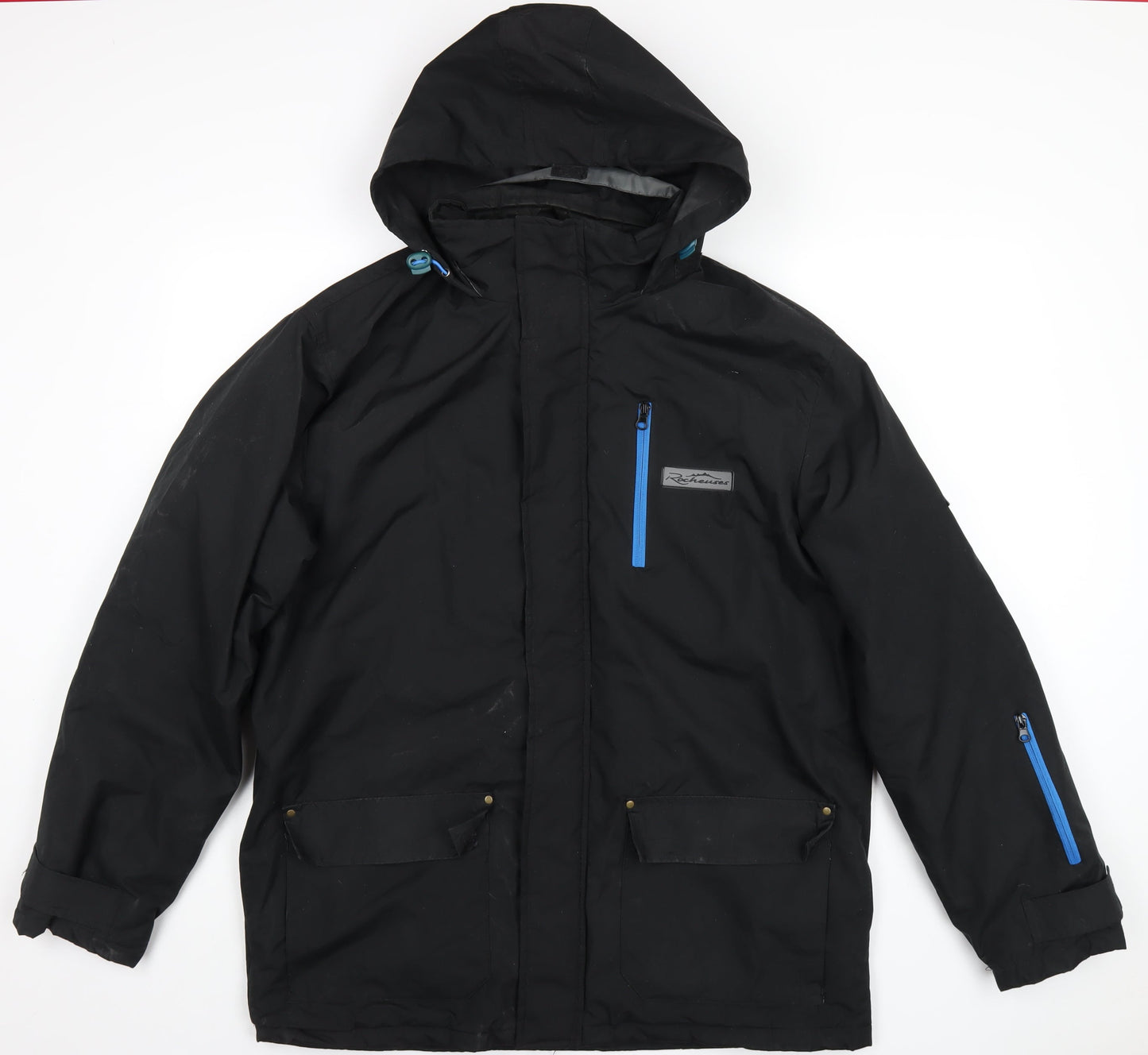 Atlas Mens Black Rain Coat Coat Size L Zip