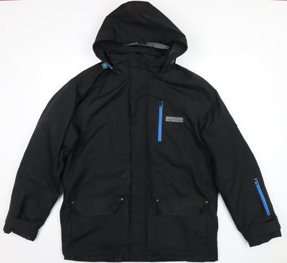 Atlas Mens Black Rain Coat Coat Size L Zip