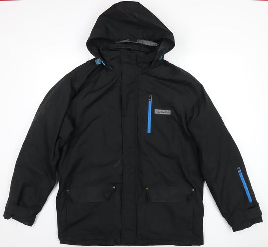 Atlas Mens Black Rain Coat Coat Size L Zip