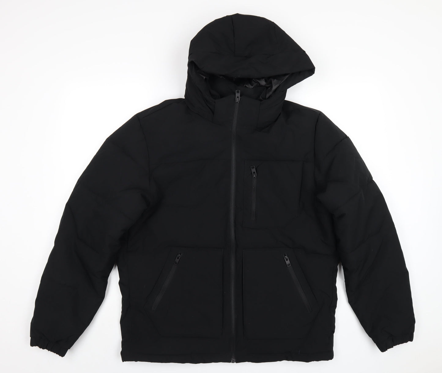 Mens UK Size M JACK & JONES Black Puffer Jacket