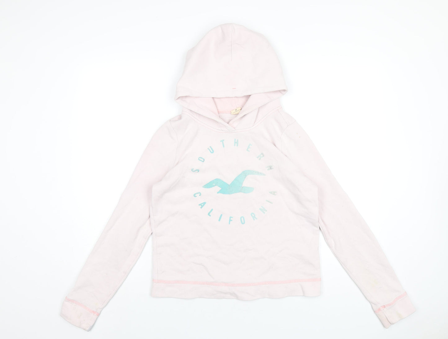 Hollister Womens Pink Cotton Pullover Hoodie Size M Pullover