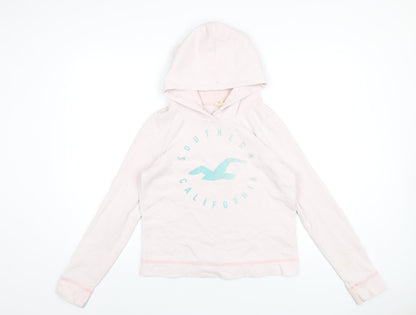 Hollister Womens Pink Cotton Pullover Hoodie Size M Pullover