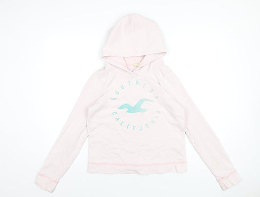 Hollister Womens Pink Cotton Pullover Hoodie Size M Pullover