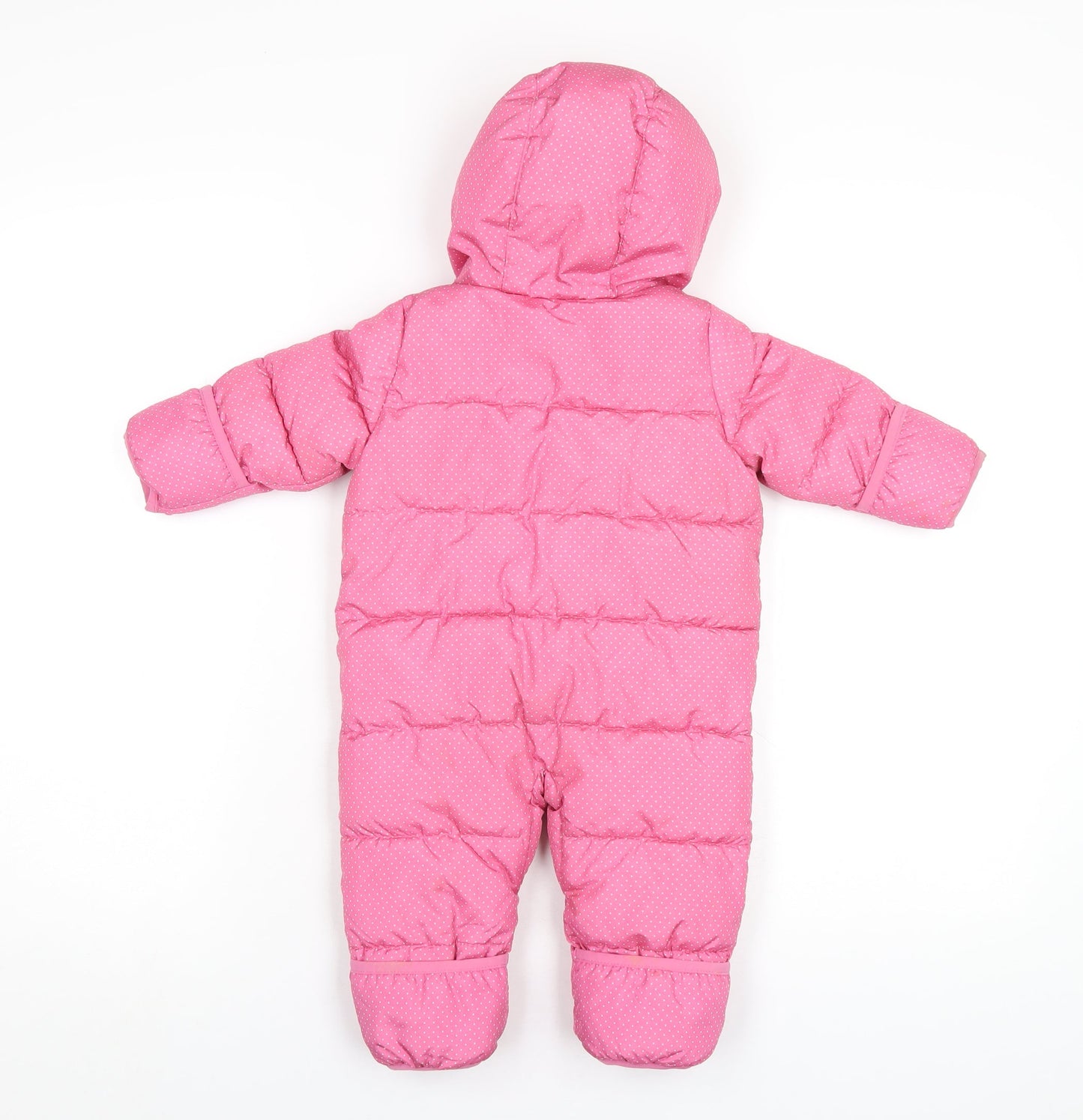 Gap Girls Pink Polka Dot Puffer Jacket Snowsuit Size 3-6 Months Zip