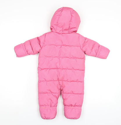 Gap Girls Pink Polka Dot Puffer Jacket Snowsuit Size 3-6 Months Zip