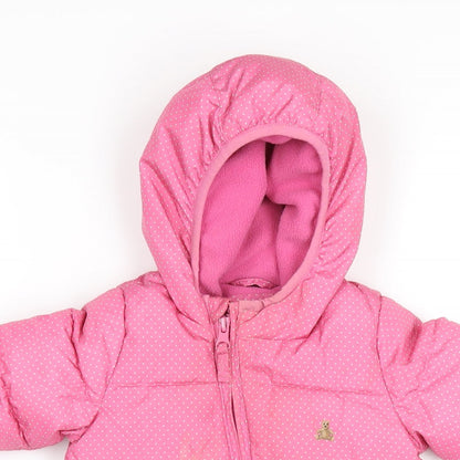 Gap Girls Pink Polka Dot Puffer Jacket Snowsuit Size 3-6 Months Zip